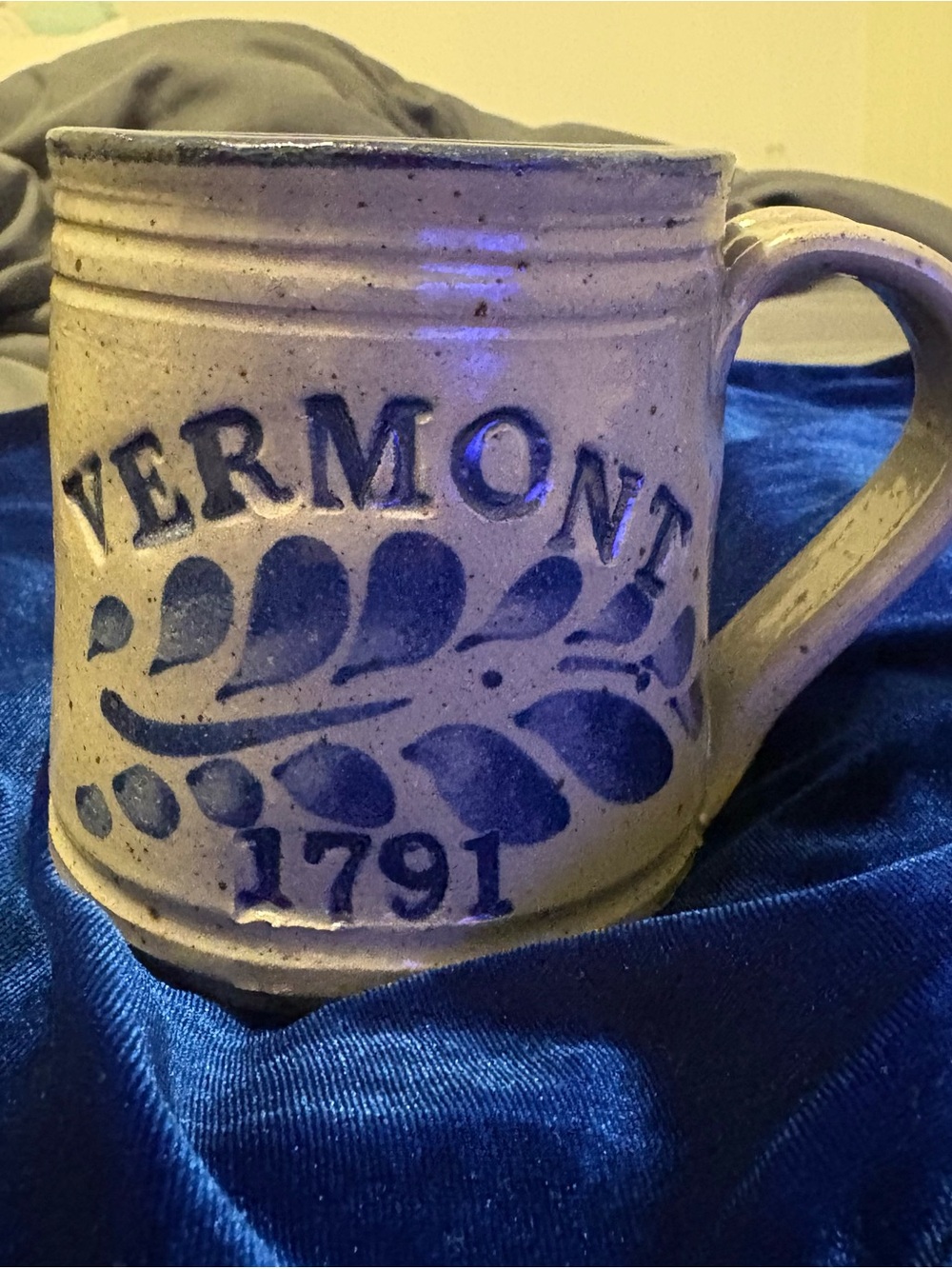 Westerwald Stoneware Mug in Blue and Cream